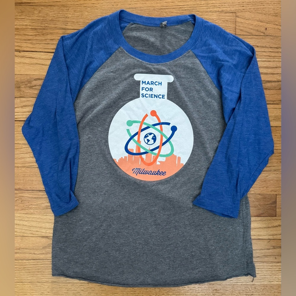 March for Science Milwaukee Raglan Shirt - Blue and Gray